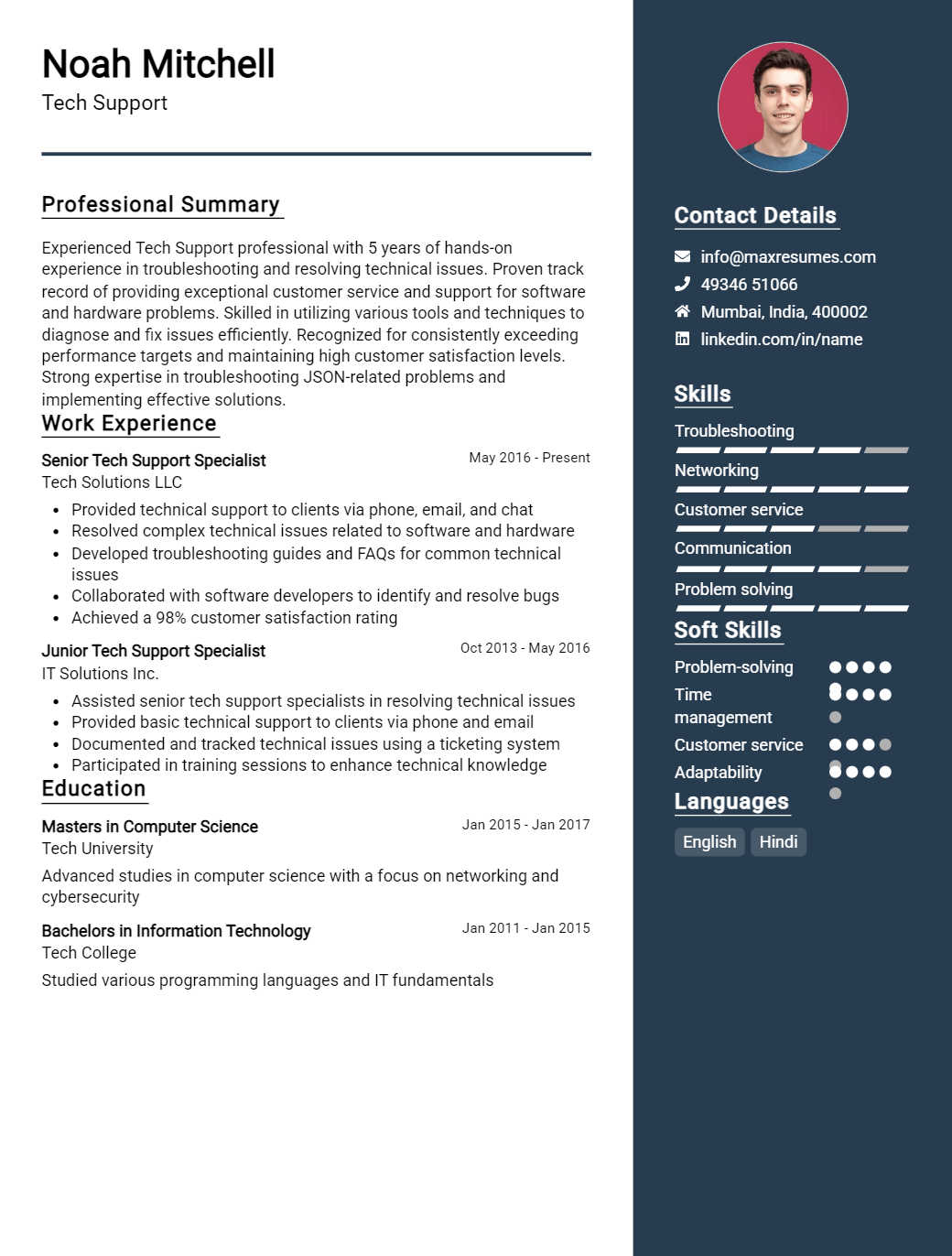 tech-support-resume-sample