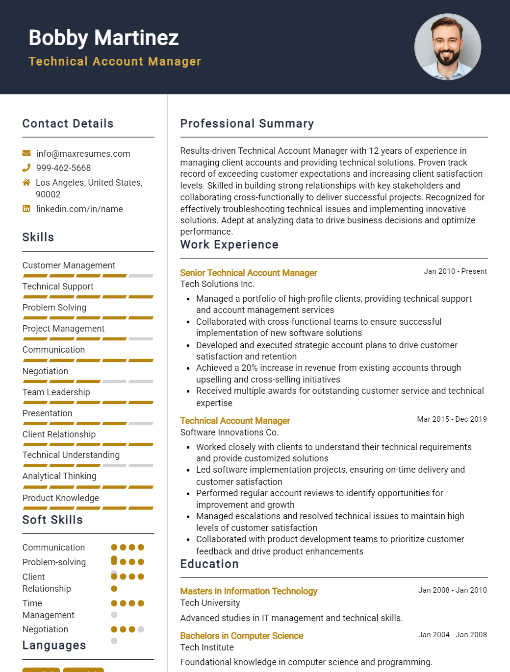 technical-account-manager-resume-sample