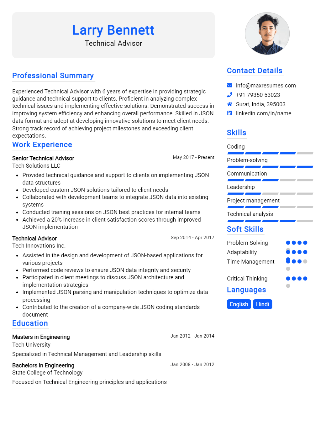 technical-advisor-resume-sample