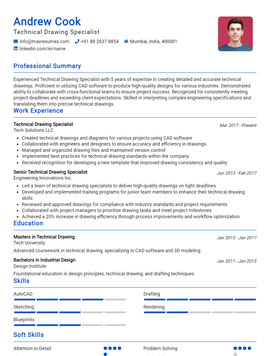 technical-drawing-specialist-resume-sample