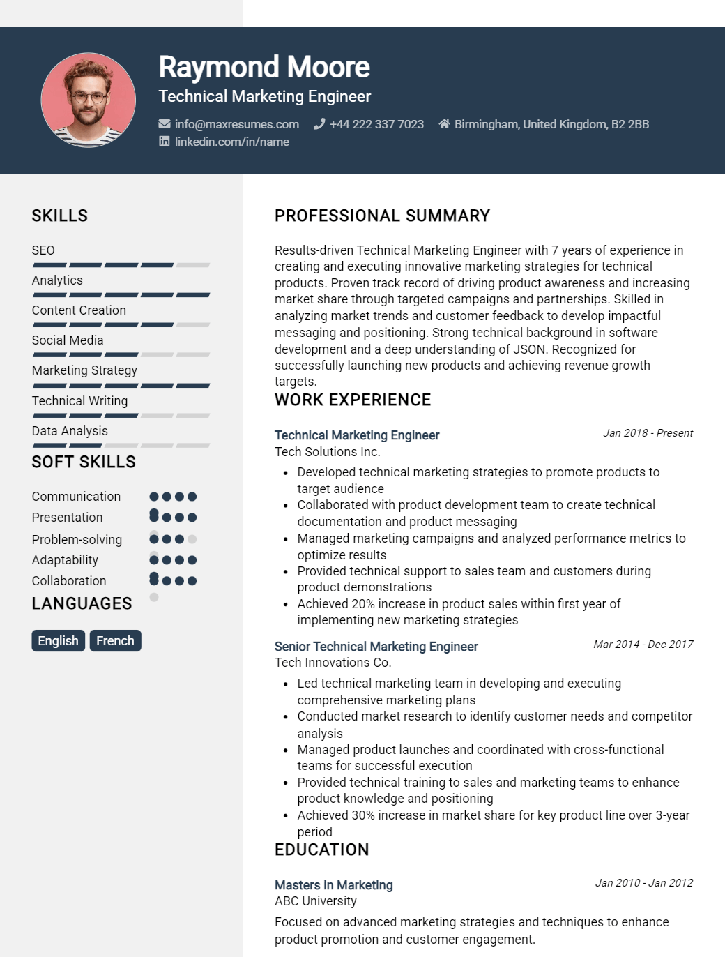 technical-marketing-engineer-resume-sample