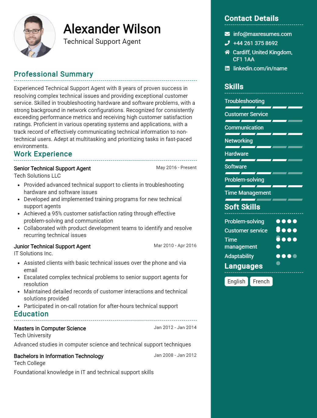 technical-support-agent-resume-sample