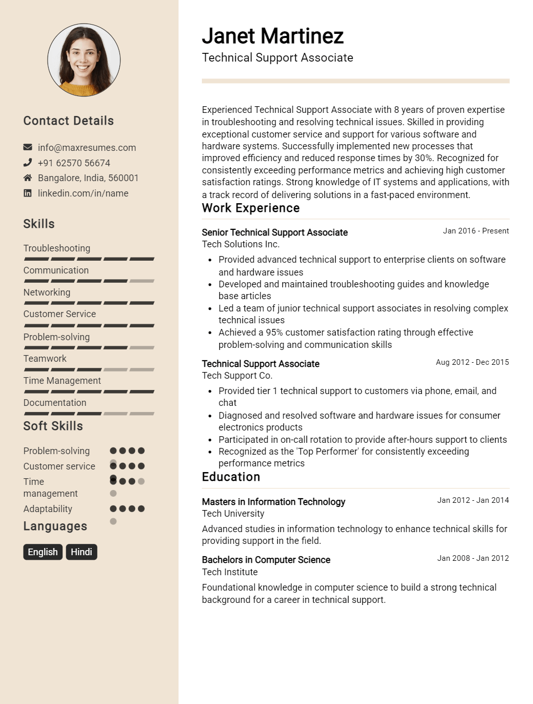technical-support-associate-resume-sample