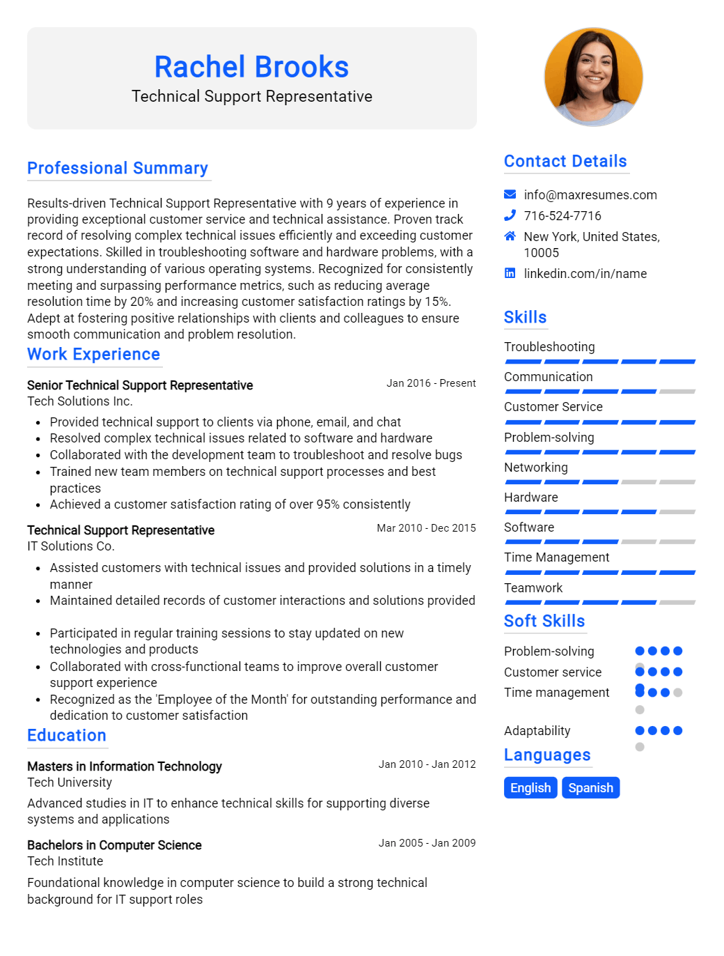 technical-support-representative-resume-sample