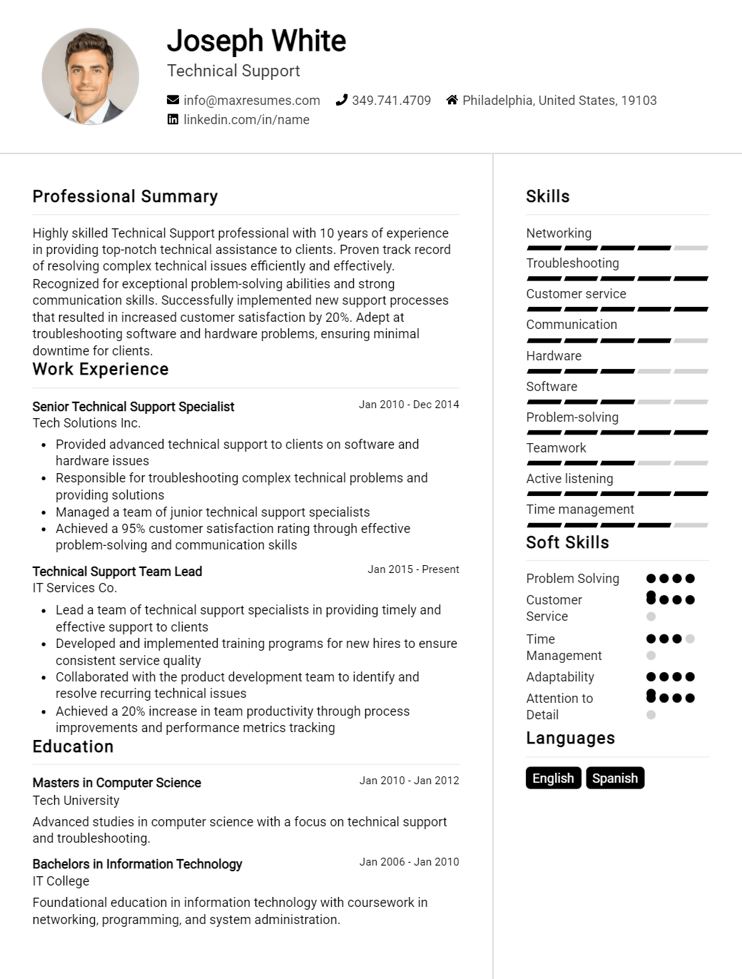 technical-support-resume-sample