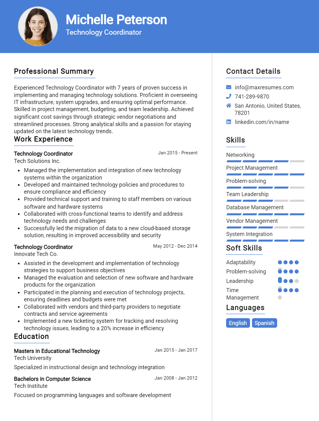 technology-coordinator-resume-sample