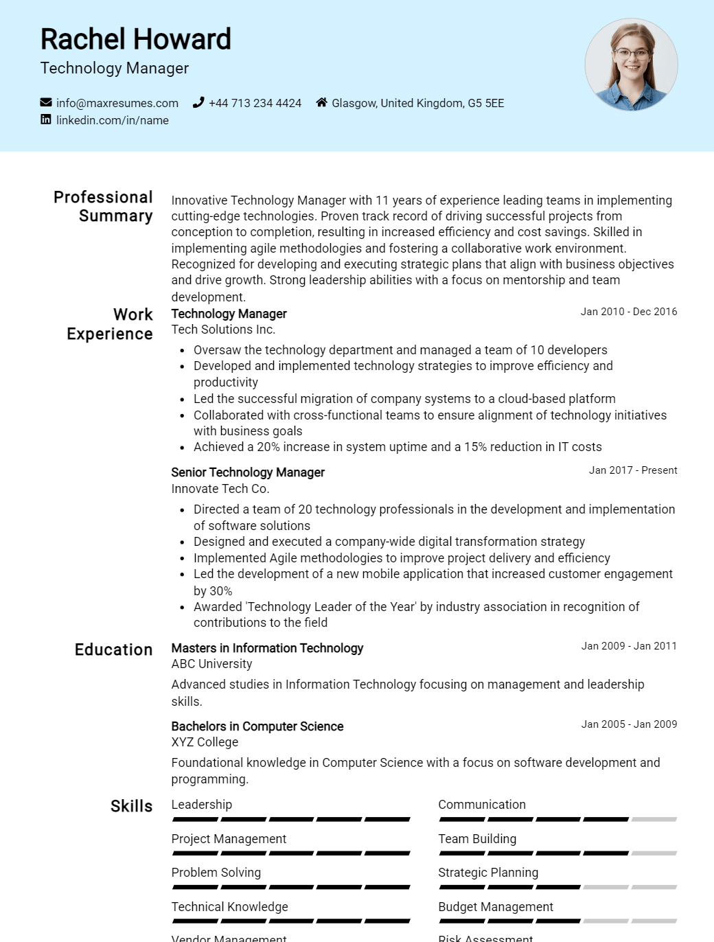 technology-manager-resume-sample