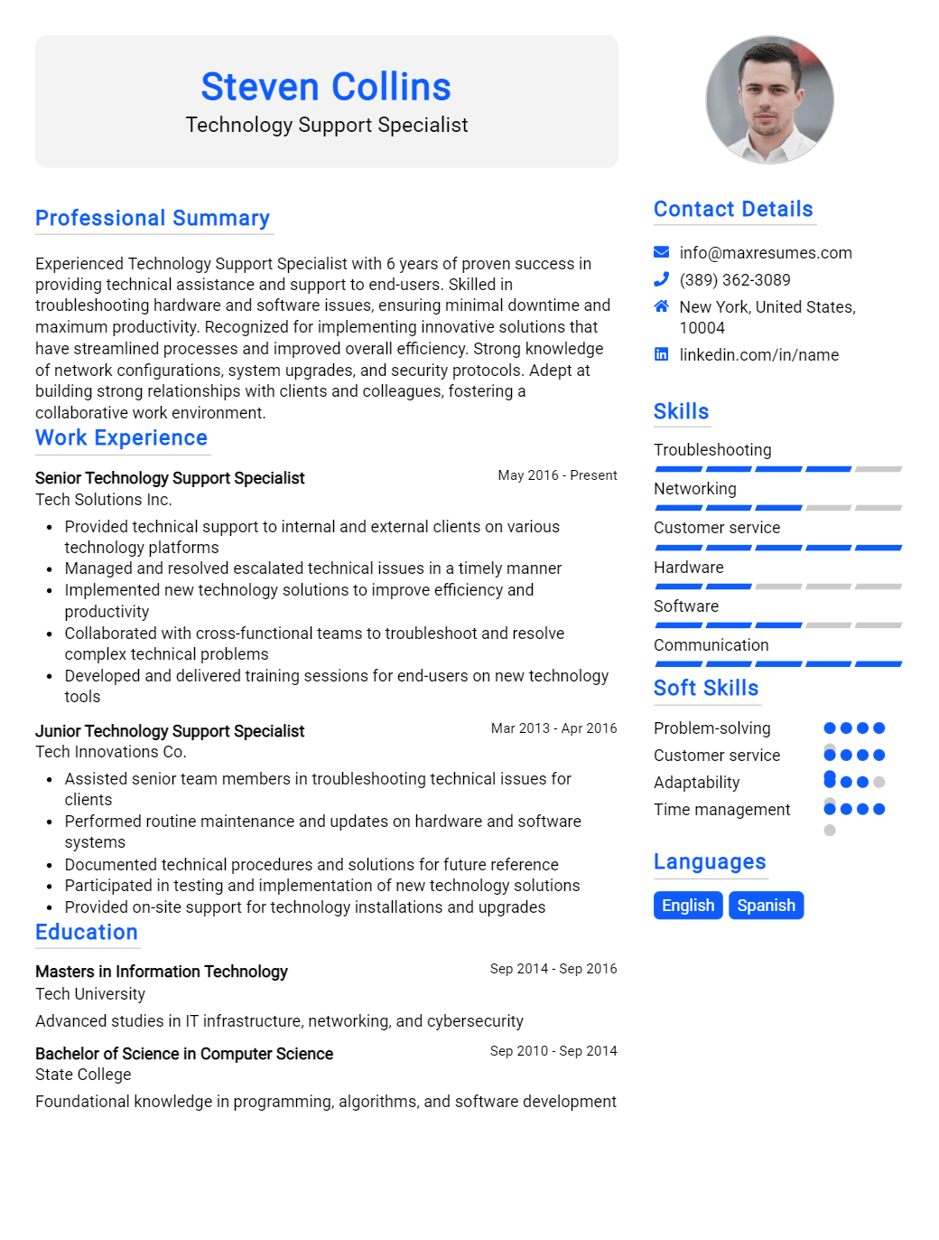 technology-support-specialist-resume-sample