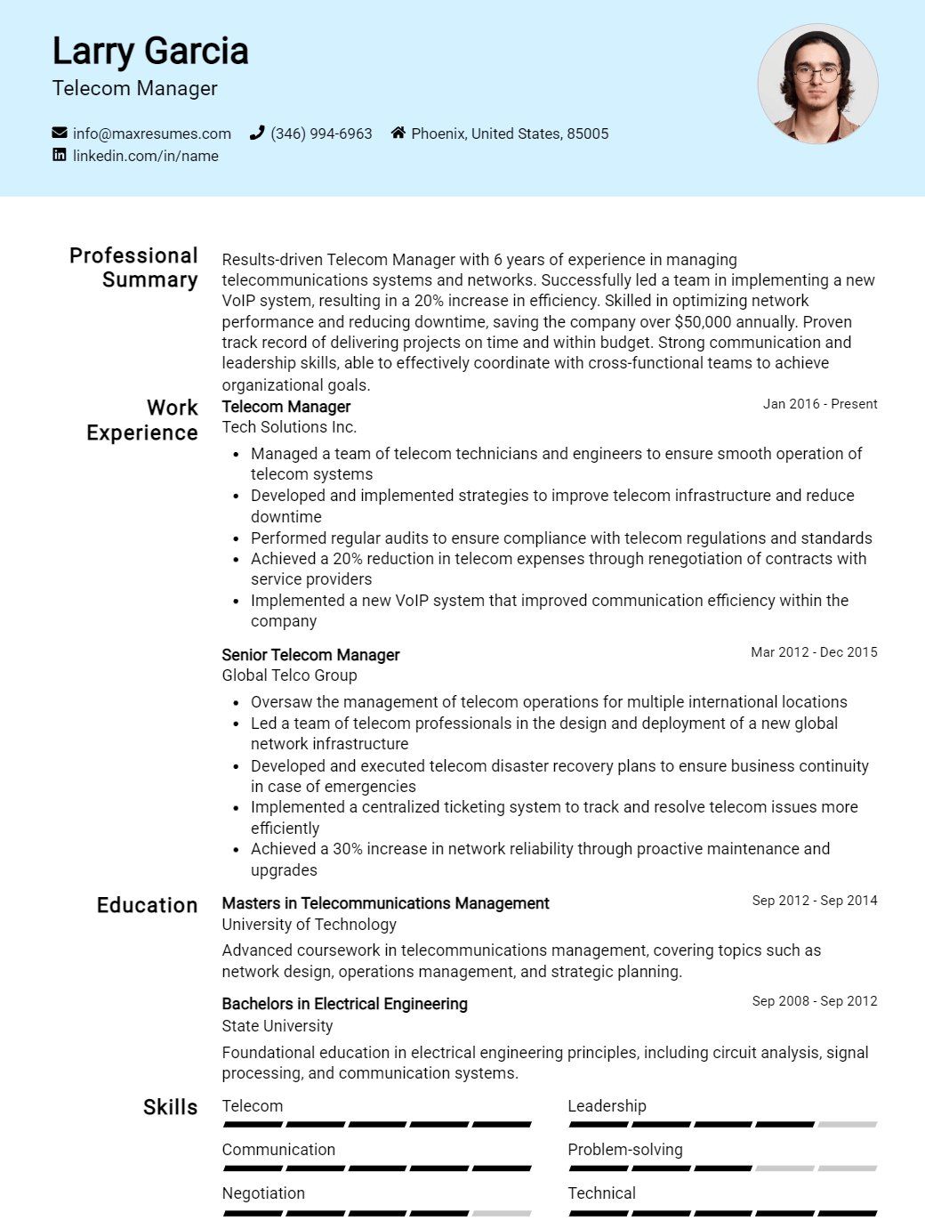 telecom-manager-resume-sample