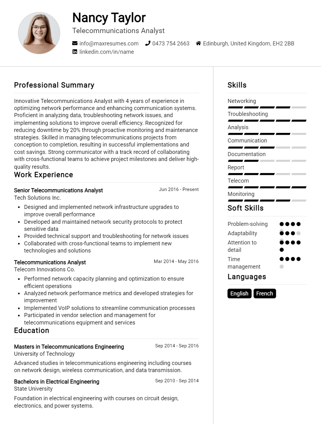 telecommunications-analyst-resume-sample