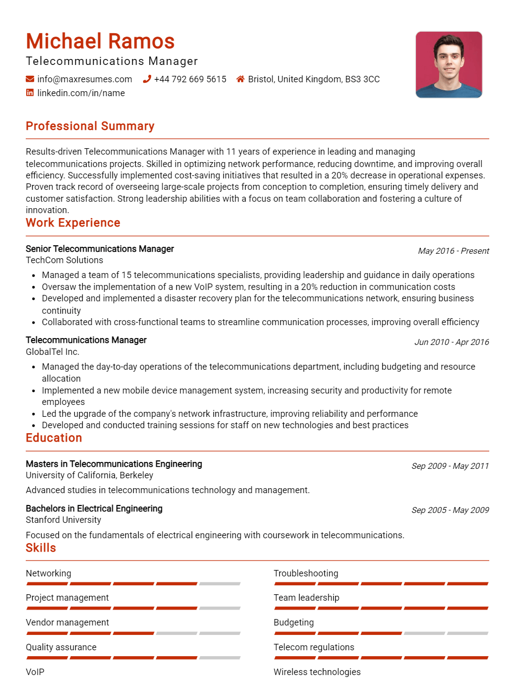 telecommunications-manager-resume-sample