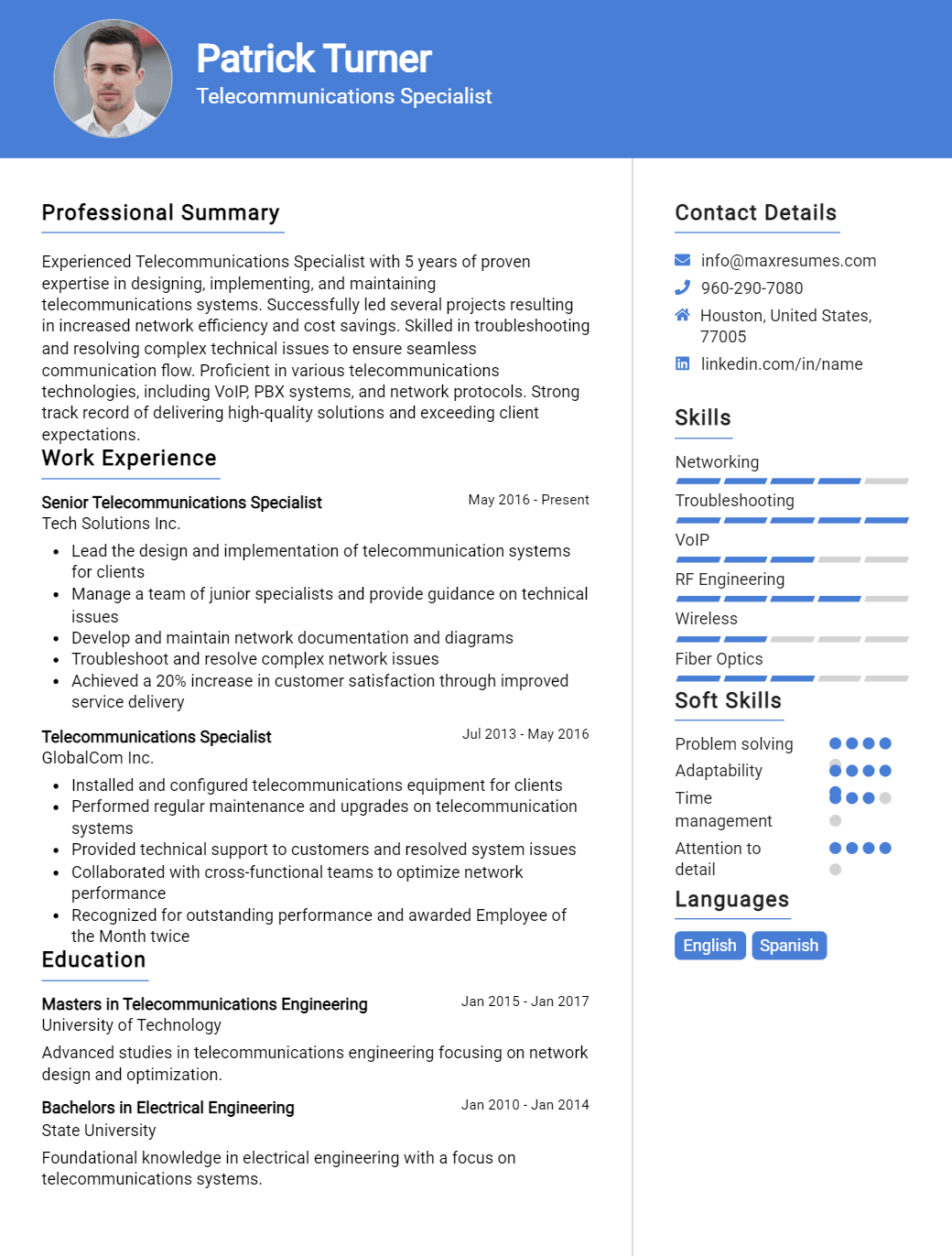 telecommunications-specialist-resume-sample