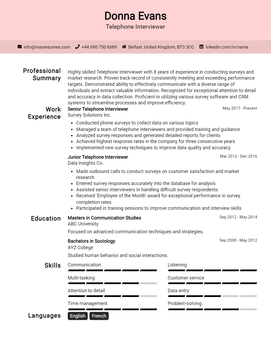 telephone-interviewer-resume-sample