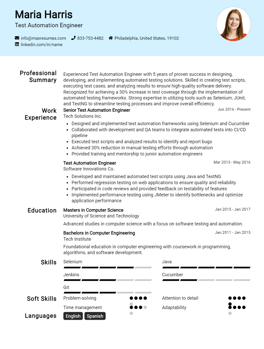 test-automation-engineer-resume-sample