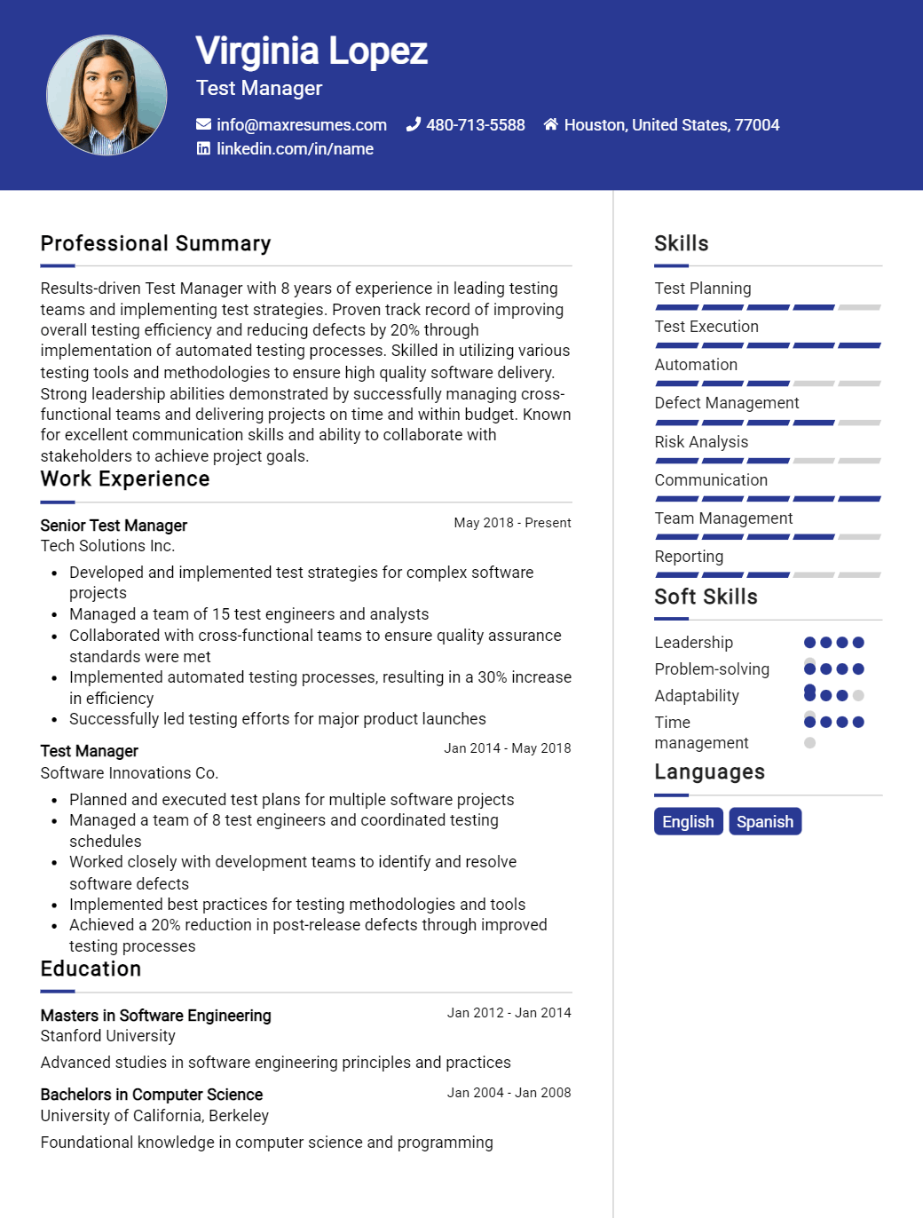test-manager-resume-sample