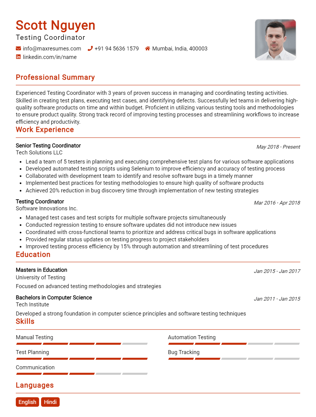 testing-coordinator-resume-sample