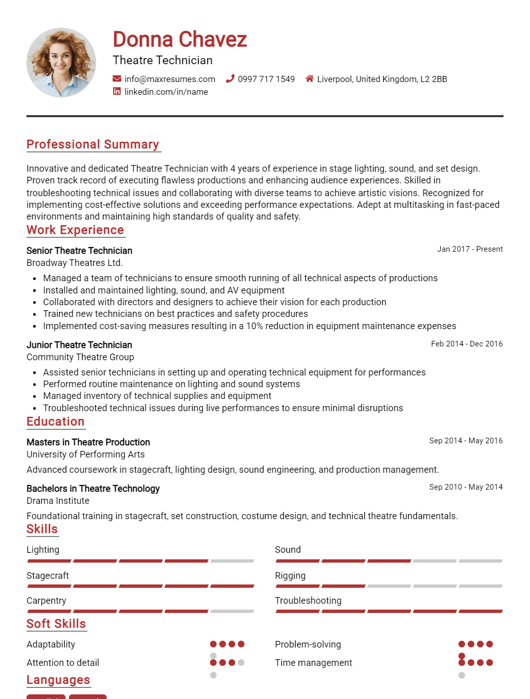 theatre-technician-resume-sample