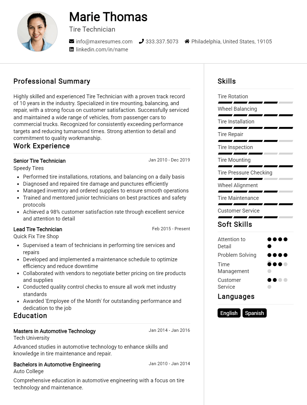 tire-technician-resume-sample