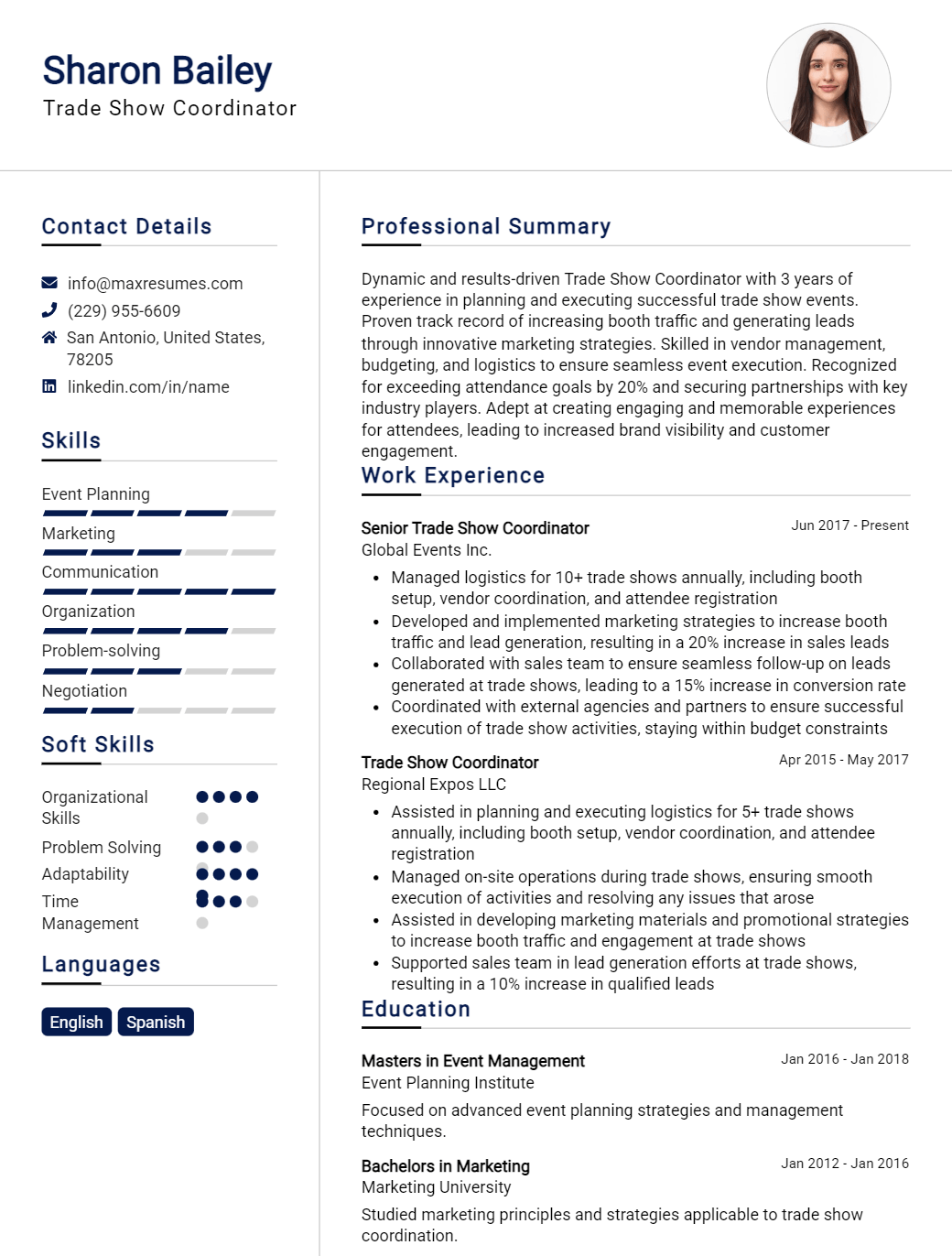 trade-show-coordinator-resume-sample