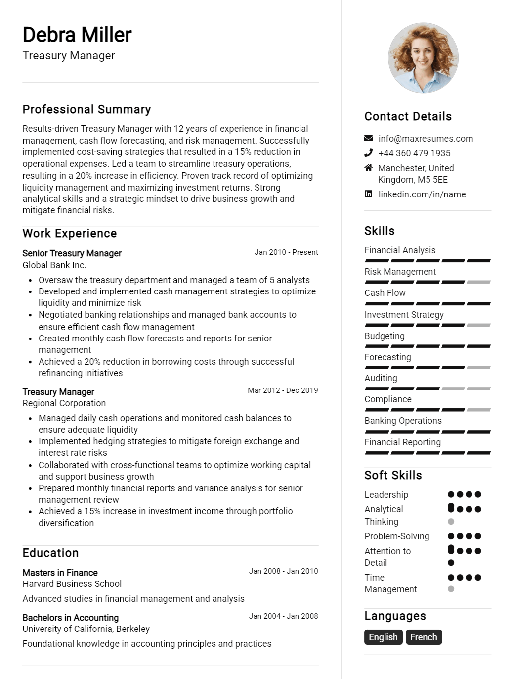 treasury-manager-resume-sample
