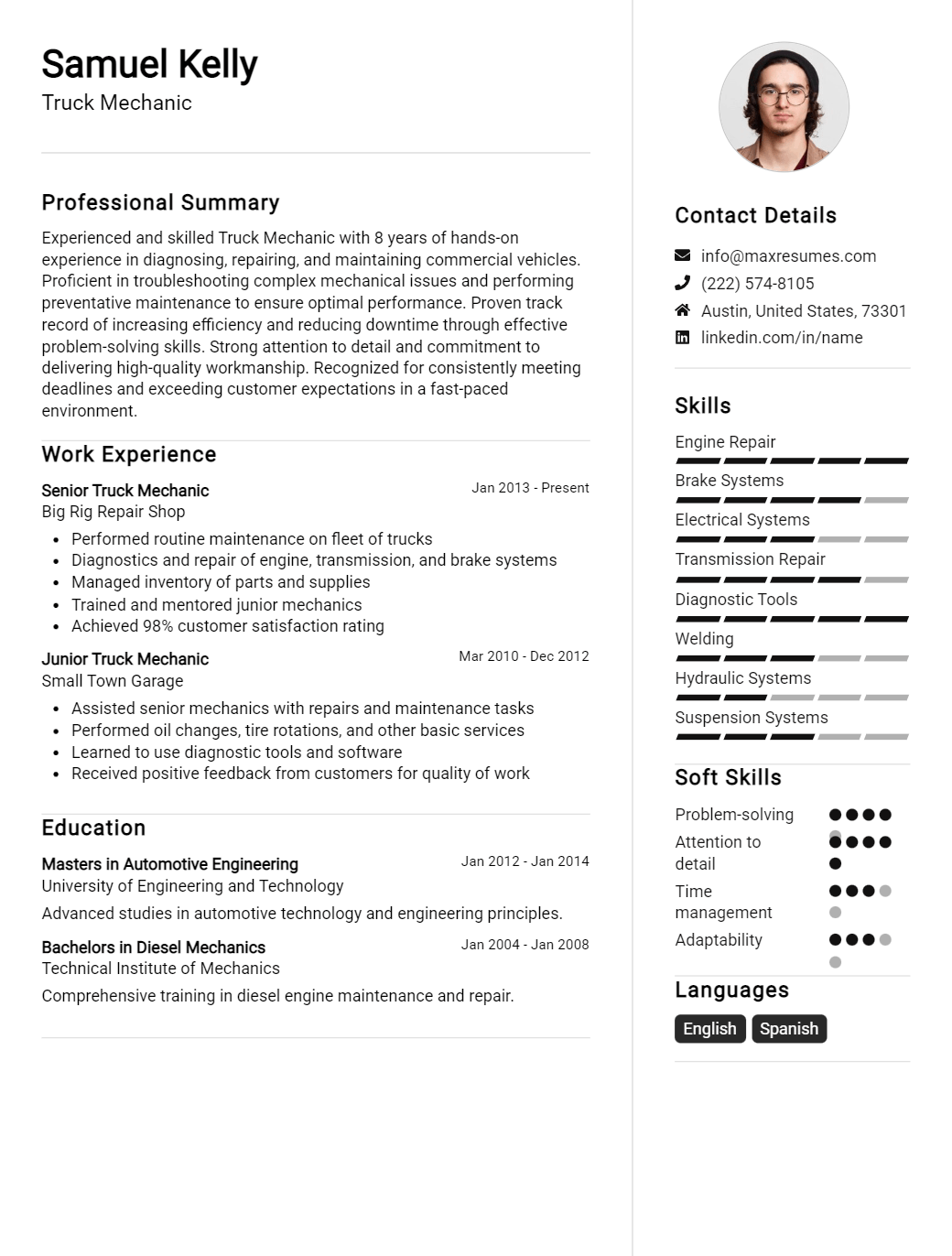 truck-mechanic-resume-sample