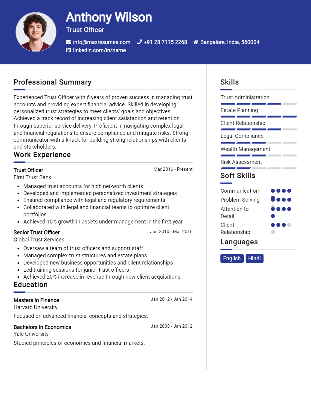 trust-officer-resume-sample