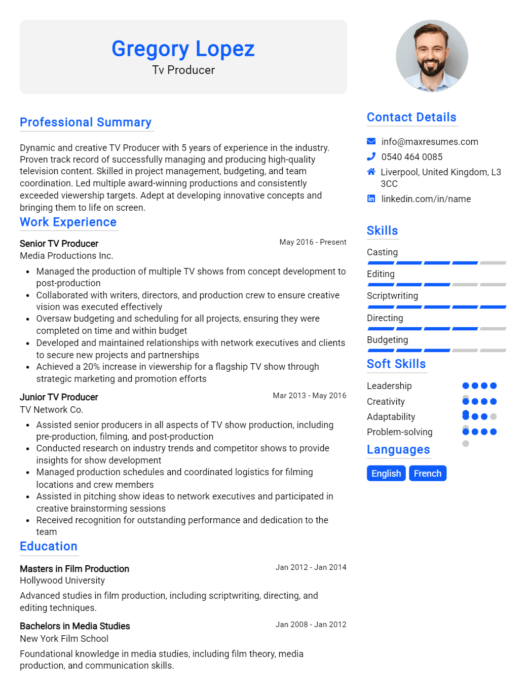 tv-producer-resume-sample