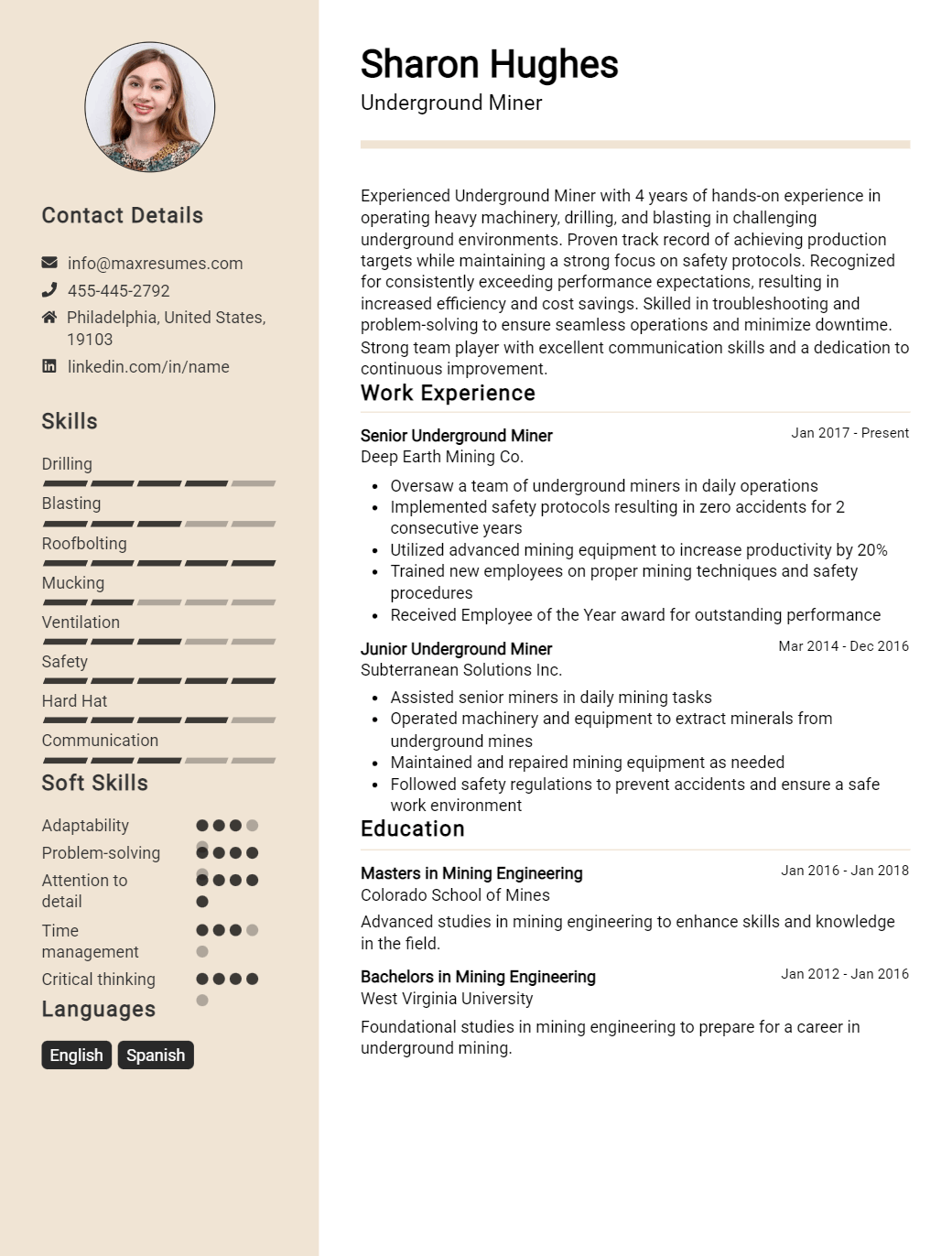 underground-miner-resume-sample