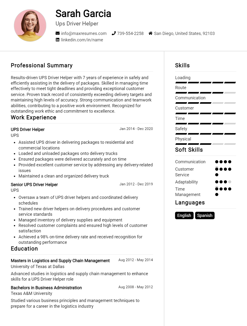 ups-driver-helper-resume-sample