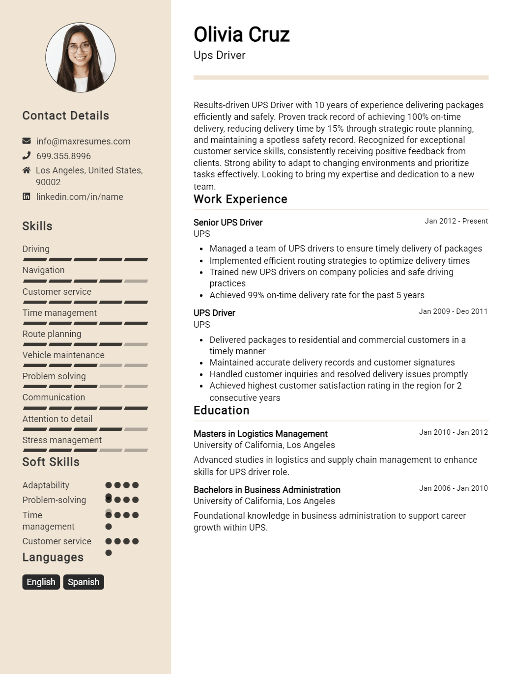 ups-driver-resume-sample