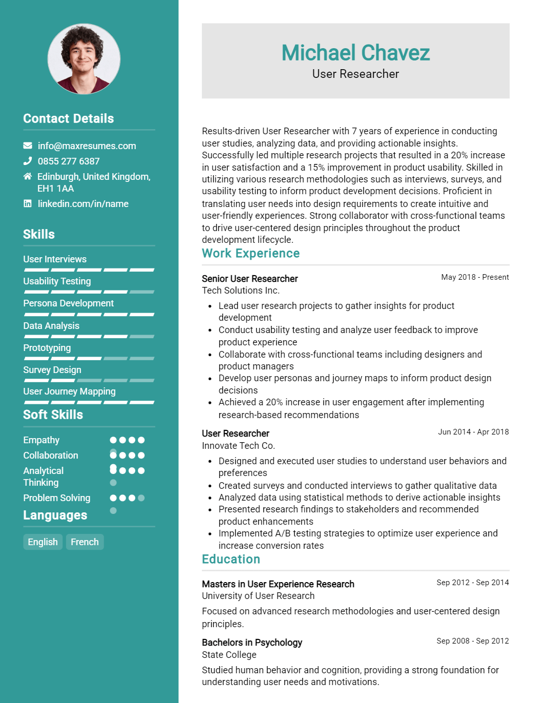 user-researcher-resume-sample