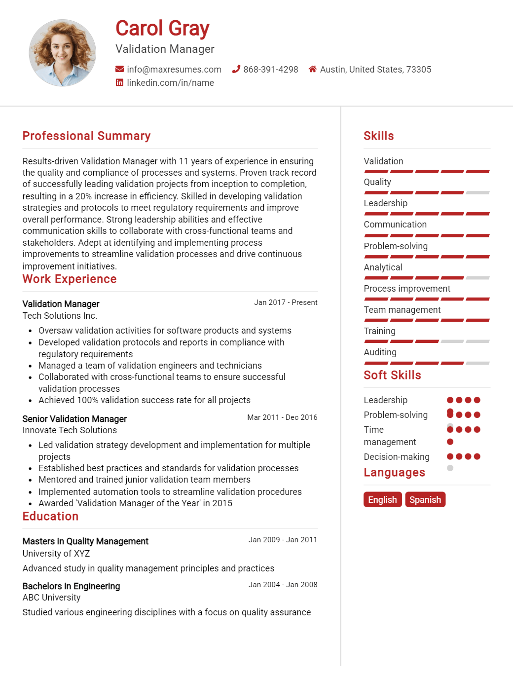 validation-manager-resume-sample