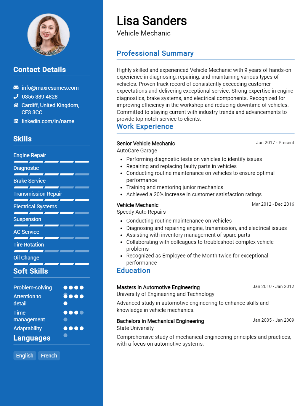vehicle-mechanic-resume-sample