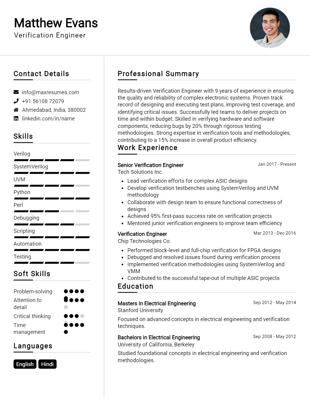 verification-engineer-resume-sample
