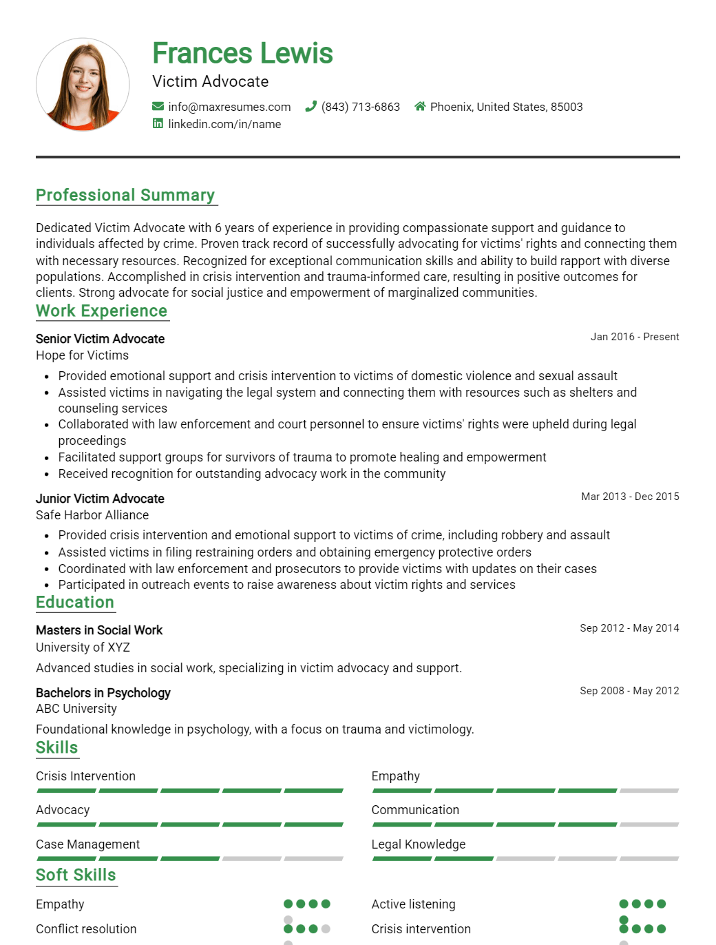 victim-advocate-resume-sample