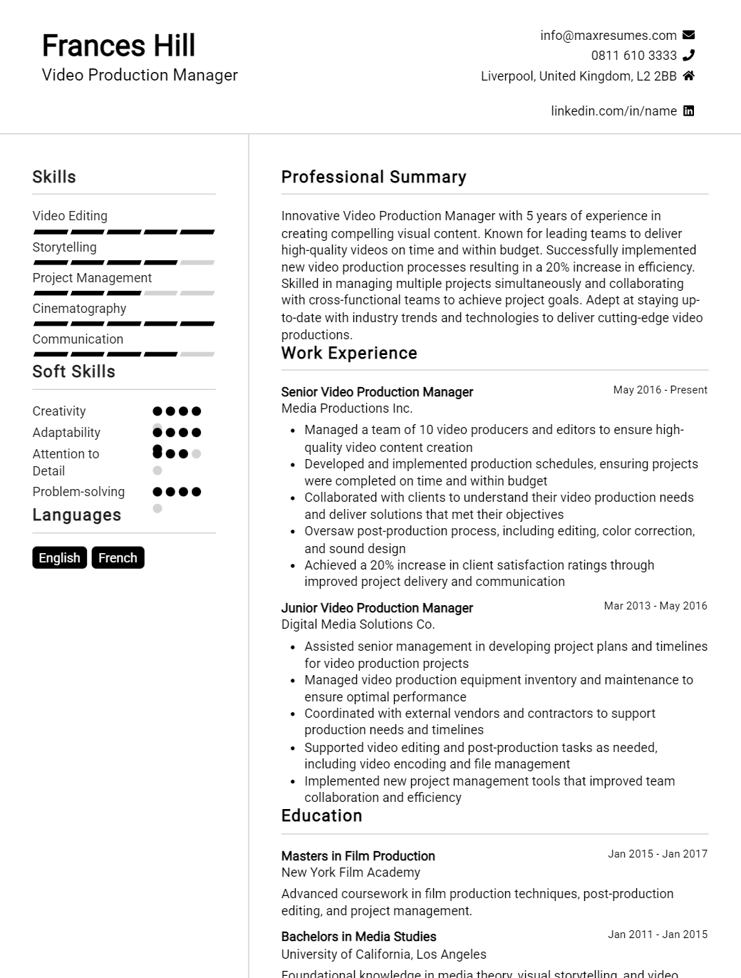 video-production-manager-resume-sample