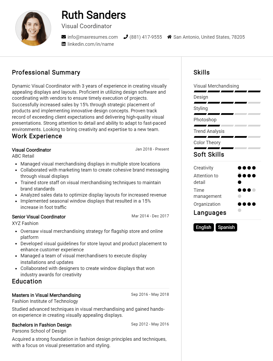 visual-coordinator-resume-sample