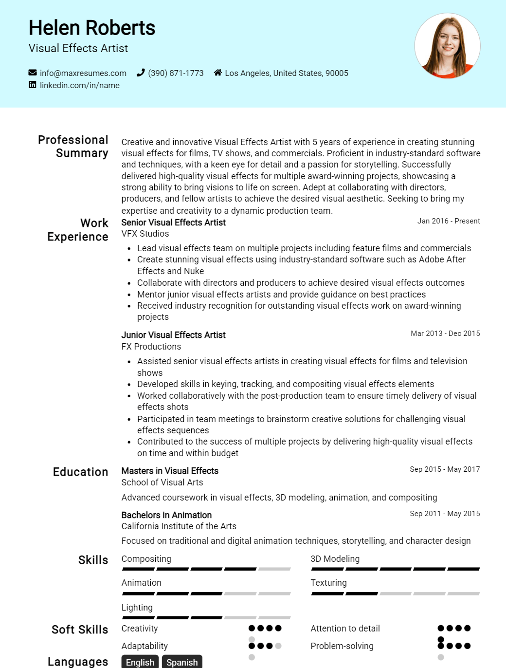 visual-effects-artist-resume-sample