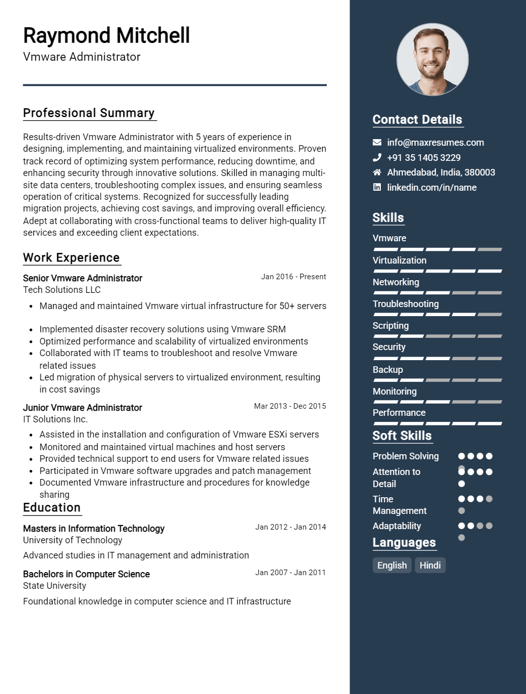 vmware-administrator-resume-sample