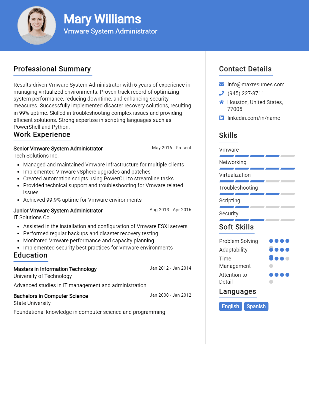 vmware-system-administrator-resume-sample