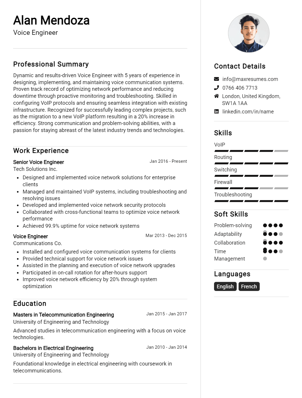 voice-engineer-resume-sample
