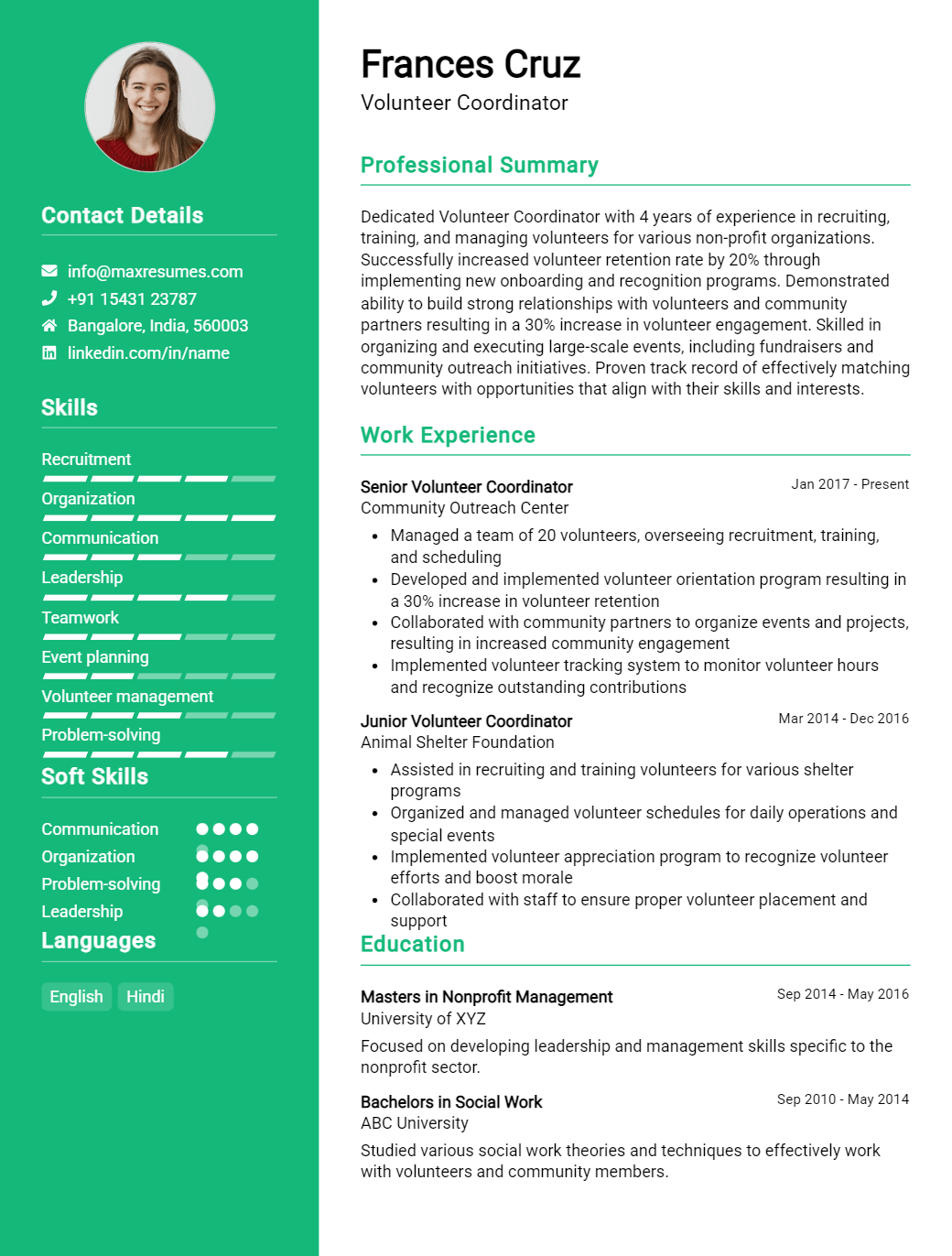 volunteer-coordinator-resume-sample