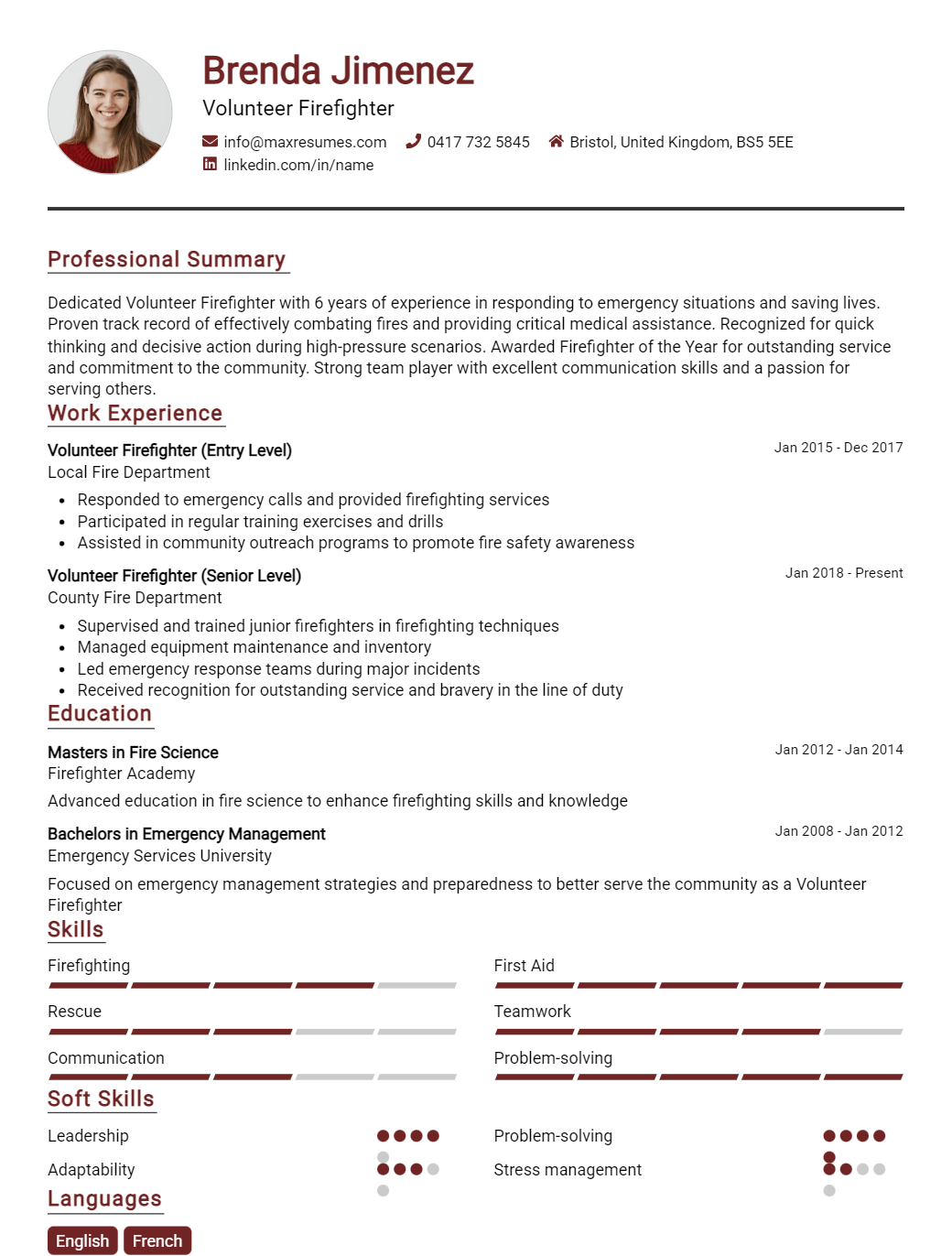 volunteer-firefighter-resume-sample