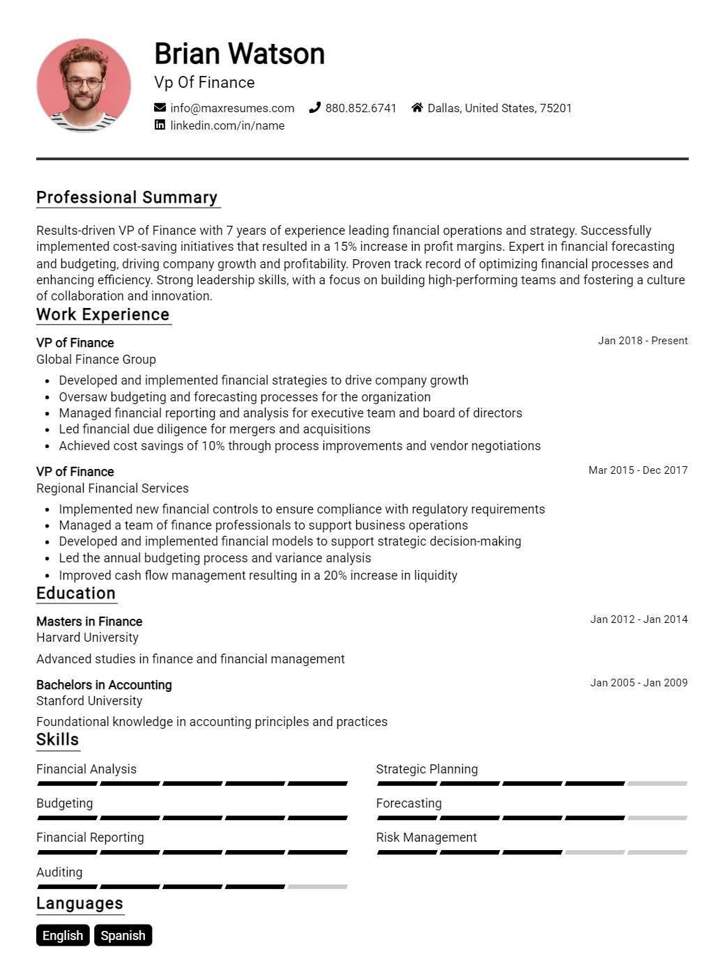 vp-of-finance-resume-sample