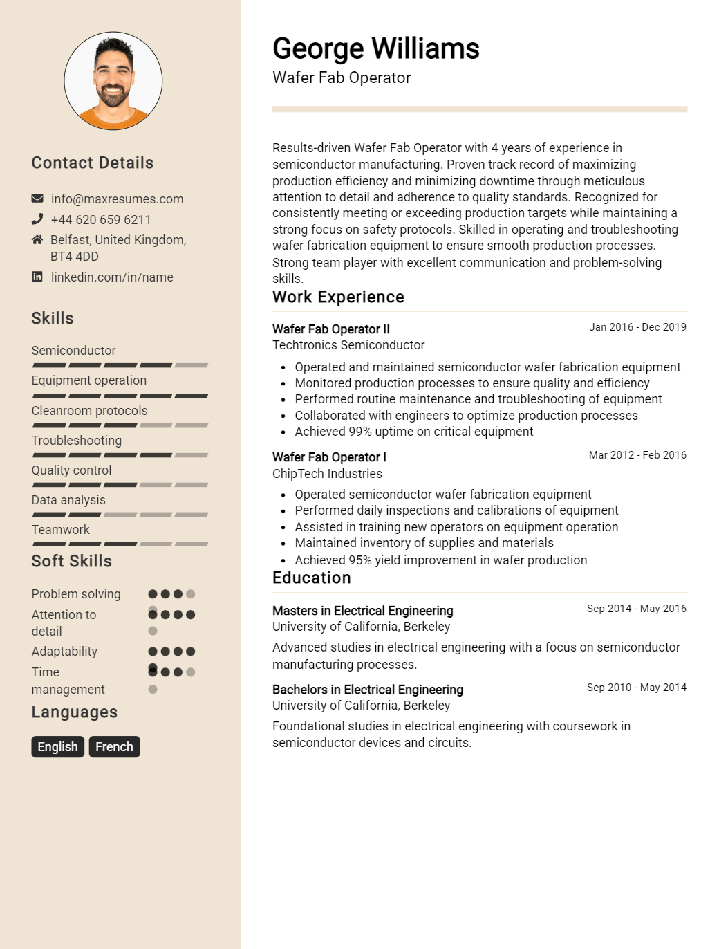 wafer-fab-operator-resume-sample
