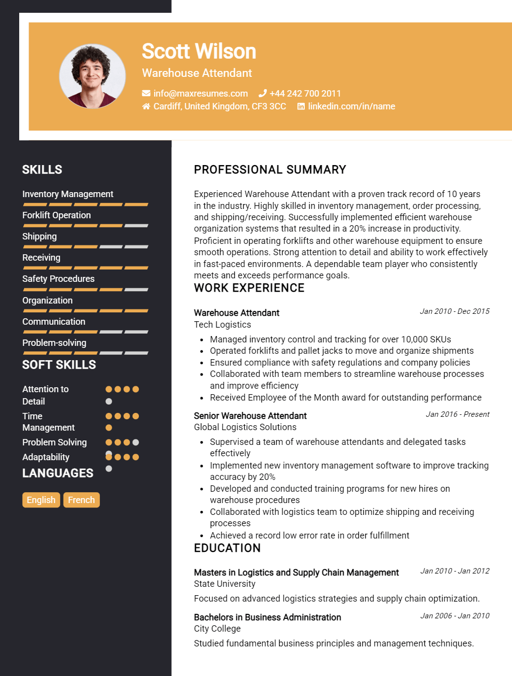 warehouse-attendant-resume-sample