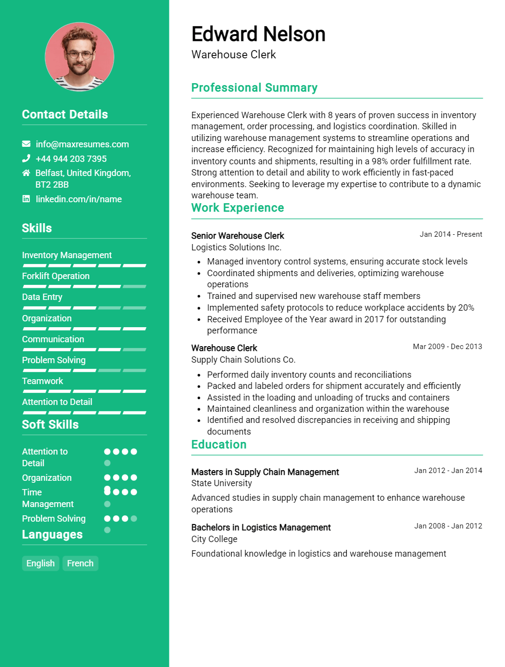 warehouse-clerk-resume-sample