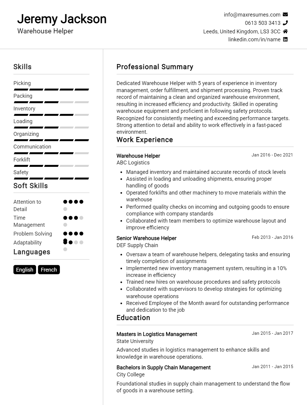 warehouse-helper-resume-sample