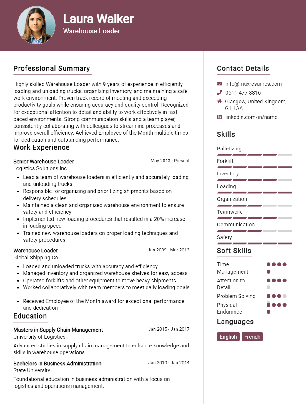 warehouse-loader-resume-sample