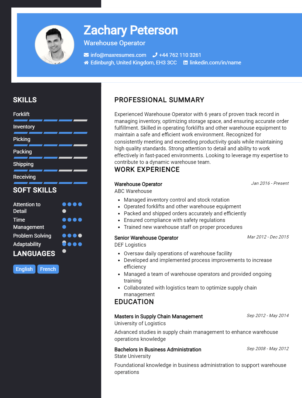 warehouse-operator-resume-sample